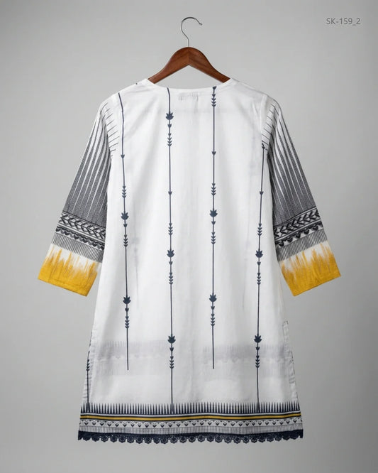 Buy Black & White Lawn Summer Kurti by ZARA SHAHZAMAL - Excellent condition for Womens | Preloved OTS Pakistan (SK-159)