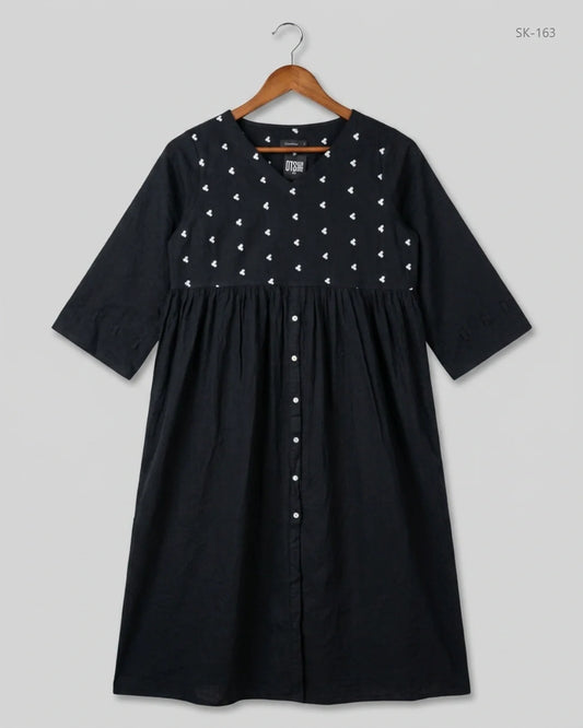 UK Imported secondhand Summer Kurti - CHENONE brand, Black Cotton, Premium condition, for Womens - Online Thrift Store Islamabad Pakistan