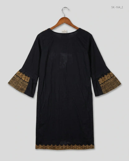 Shop Excellent Condition Black Lawn Summer Kurti by BAU for Womens at OTS - Online Thrift Store Pakistan (SK-164)