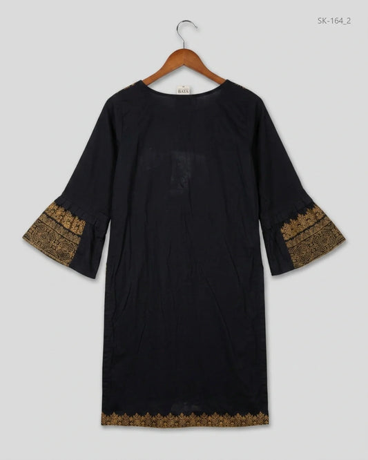 Shop Excellent Condition Black Lawn Summer Kurti by BAU for Womens at OTS - Online Thrift Store Pakistan (SK-164)