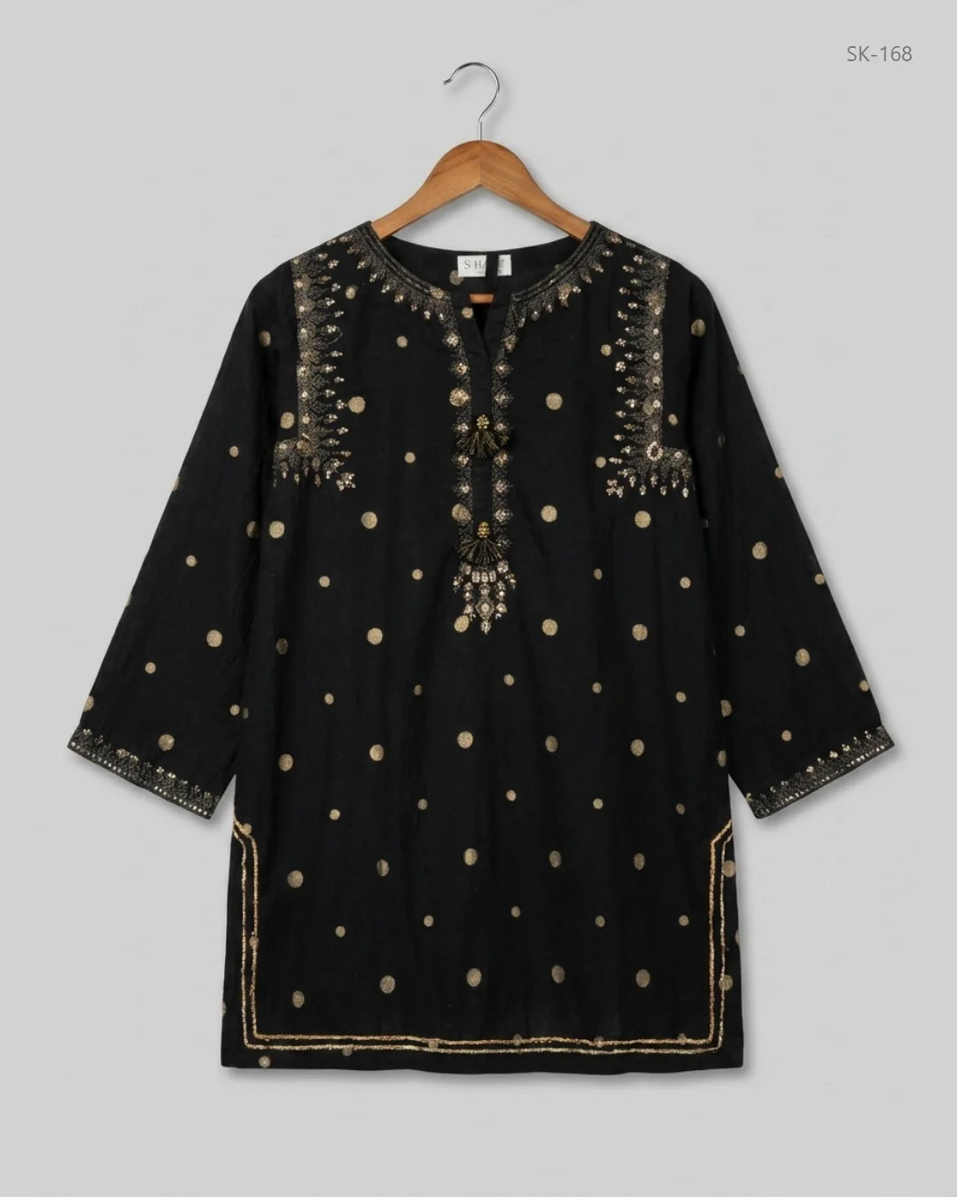Shop Excellent Summer Kurti by SOHAYE | Preloved Branded Clothes | Black SOFT-Cotton | Womens | OTS Thrift Store Peshawar Pakistan