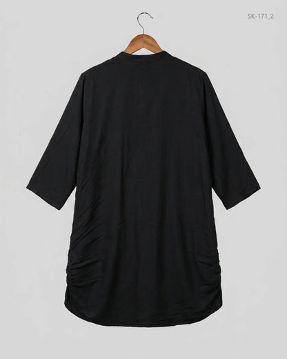 Buy Black Lelin Summer Kurti by DAMAK - Premium condition for Womens | Preloved OTS Pakistan (SK-171)