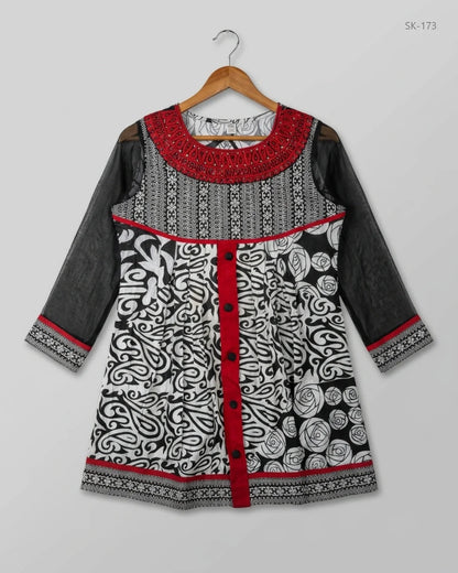 UK Imported secondhand Summer Kurti - CUT LABEL brand, Black Lawn, GOOD condition, for Womens - Online Thrift Store Peshawar Pakistan