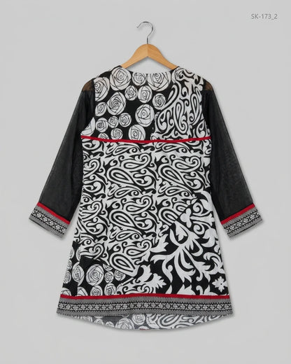 Order CUT LABEL Summer Kurti in Black Lawn for Womens - GOOD at Online Thrift Store Pakistan (SK-173)