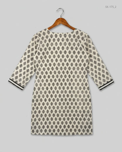 Order RUPALI Summer Kurti in Black & White LAWN for Womens - Premium at Online Thrift Store Pakistan (SK-175)