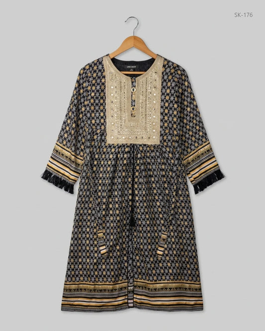 Premium Condition Summer Kurti | Preloved CUT LABEL | Black Cotton | Thrift Shop for Womens Peshawar Pakistan | OTS