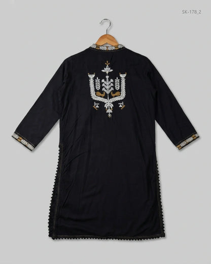 Shop Premium Condition Black Cotton Summer Kurti by KHAADI for Womens at OTS - Online Thrift Store Pakistan (SK-178)
