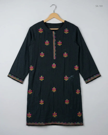 UK Imported secondhand Summer Kurti - CUT LABEL brand, Black Lawn, Premium condition, for Womens - Online Thrift Store Islamabad Pakistan