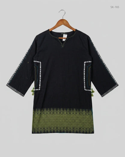 UK Imported secondhand Summer Kurti - J. PRET brand, Black Cotton, Premium condition, for Womens - Online Thrift Store Islamabad Pakistan