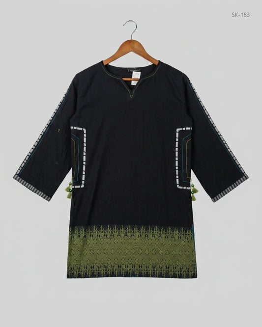 UK Imported secondhand Summer Kurti - J. PRET brand, Black Cotton, Premium condition, for Womens - Online Thrift Store Islamabad Pakistan