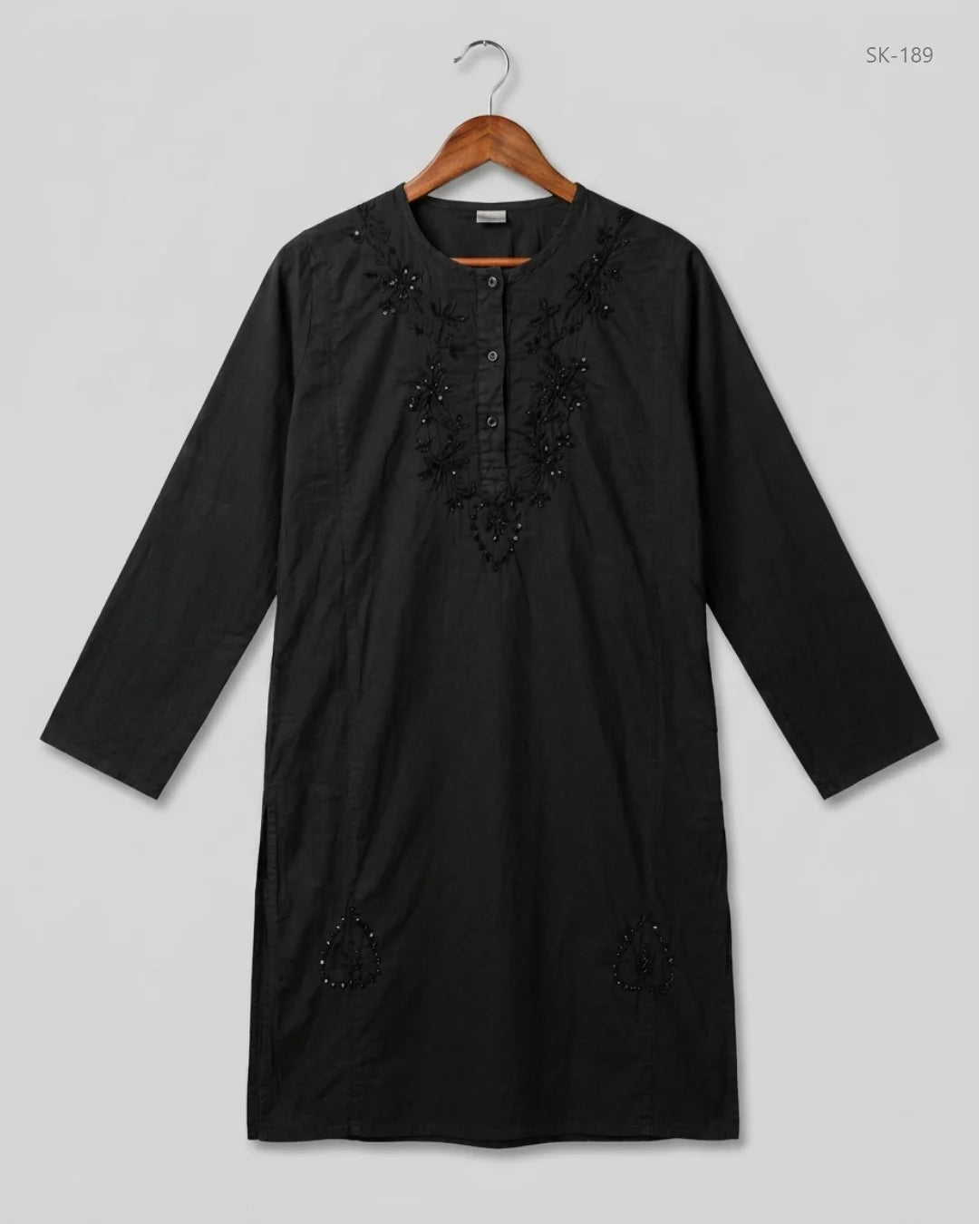 UK Imported secondhand Summer Kurti - CUT LABEL brand, Black Lawn, Excellent condition, for Womens - Online Thrift Store Karachi Pakistan