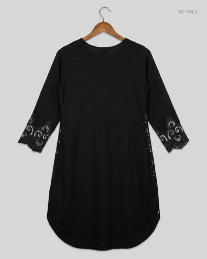 Buy Black Cotton Summer Kurti by SJ - Premium condition for Womens | Preloved OTS Pakistan (SK-194)