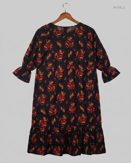 Preloved Summer Kurti by CUT LABEL in Black LAWN for Womens - Premium Condition | OTS Pakistan (SK-202)