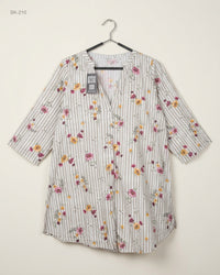 CUT LABEL (SK-210) Floral Striped Tunic Top