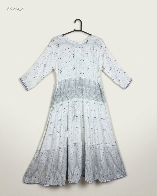 Order CUT LABEL Summer Kurti in White Lilan for Womens - Premium at Online Thrift Store Pakistan (SK-213)