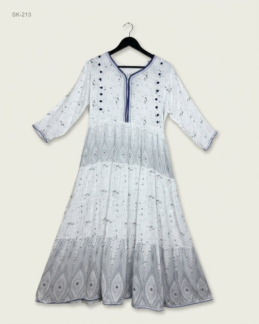 Premium Condition Summer Kurti | Preloved CUT LABEL | White Lilan | Thrift Shop for Womens Karachi Pakistan | OTS