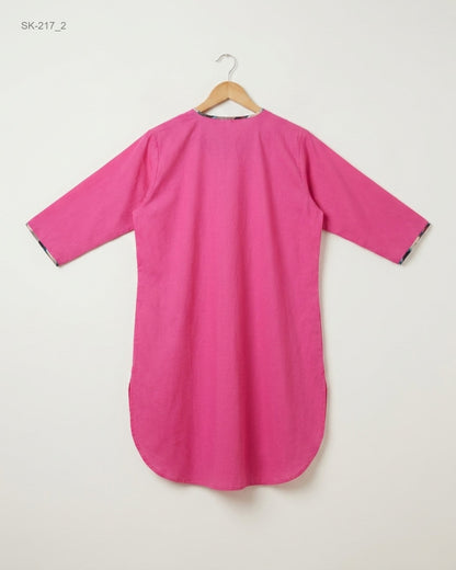 Order CUT LABEL Summer Kurti in Pink Cotton for Womens - Premium at Online Thrift Store Pakistan (SK-217)