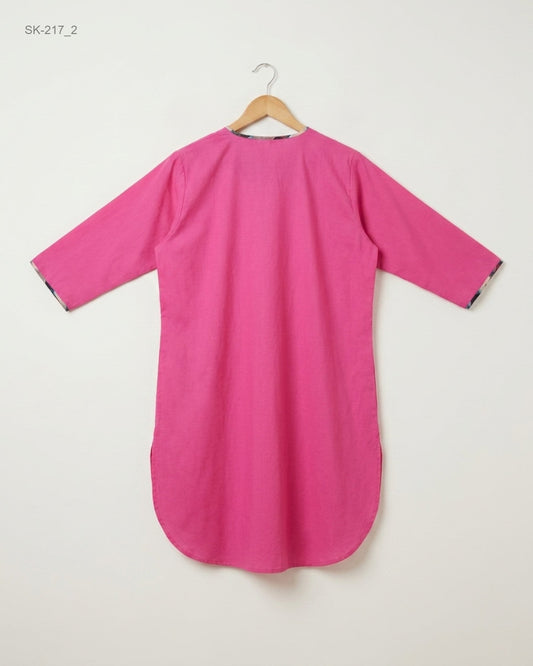 Order CUT LABEL Summer Kurti in Pink Cotton for Womens - Premium at Online Thrift Store Pakistan (SK-217)