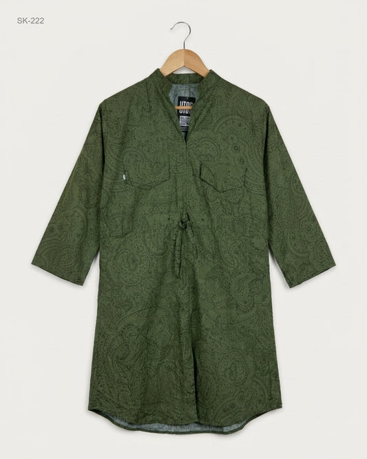 Premium Condition Summer Kurti | Preloved CUT LABEL | Green cotton | Thrift Shop for Womens Peshawar Pakistan | OTS
