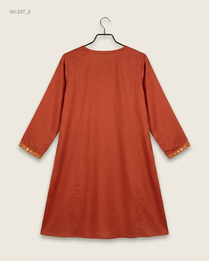 Buy Premium Summer Kurti in Orange LAWN by SQUENCE for Womens | OTS Thrift Store Pakistan