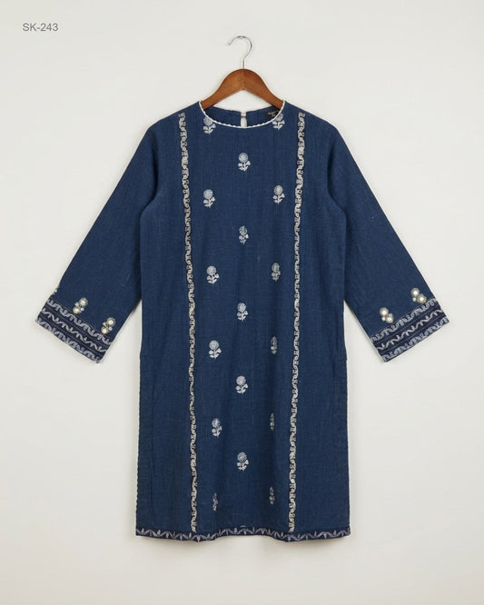 Summer Kurti | SAPPHIRE | Preloved Branded | Gray Khadhar | Premium | OTS Thrift Store Karachi Pakistan