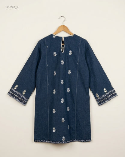 Order SAPPHIRE Summer Kurti in Gray Khadhar for Womens - Premium at Online Thrift Store Pakistan (SK-243)