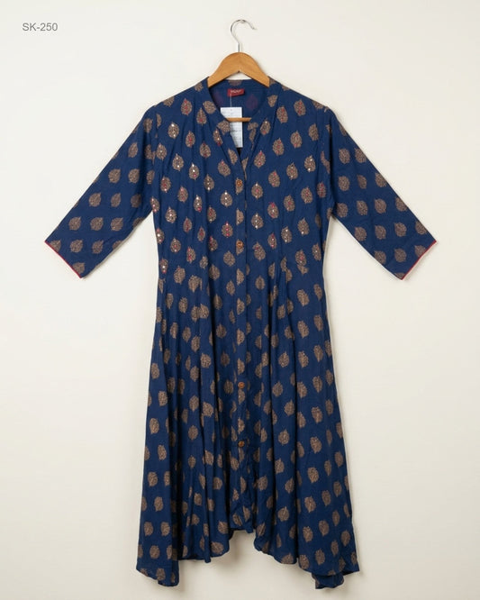 Shop Premium Summer Kurti by SADEE | Preloved Branded Clothes | Blue LILAN | Womens | OTS Thrift Store Karachi Pakistan