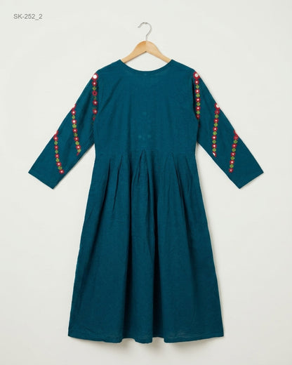 Find Premium Turquoise Summer Kurti by CUT LABEL for Womens | Shop OTS Thrift Store Pakistan (SK-252)