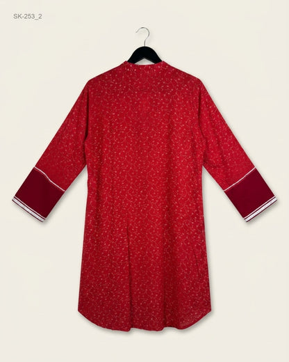 Preloved Summer Kurti by CUT LABEL in Red Cotton for Womens - Excellent Condition | OTS Pakistan (SK-253)