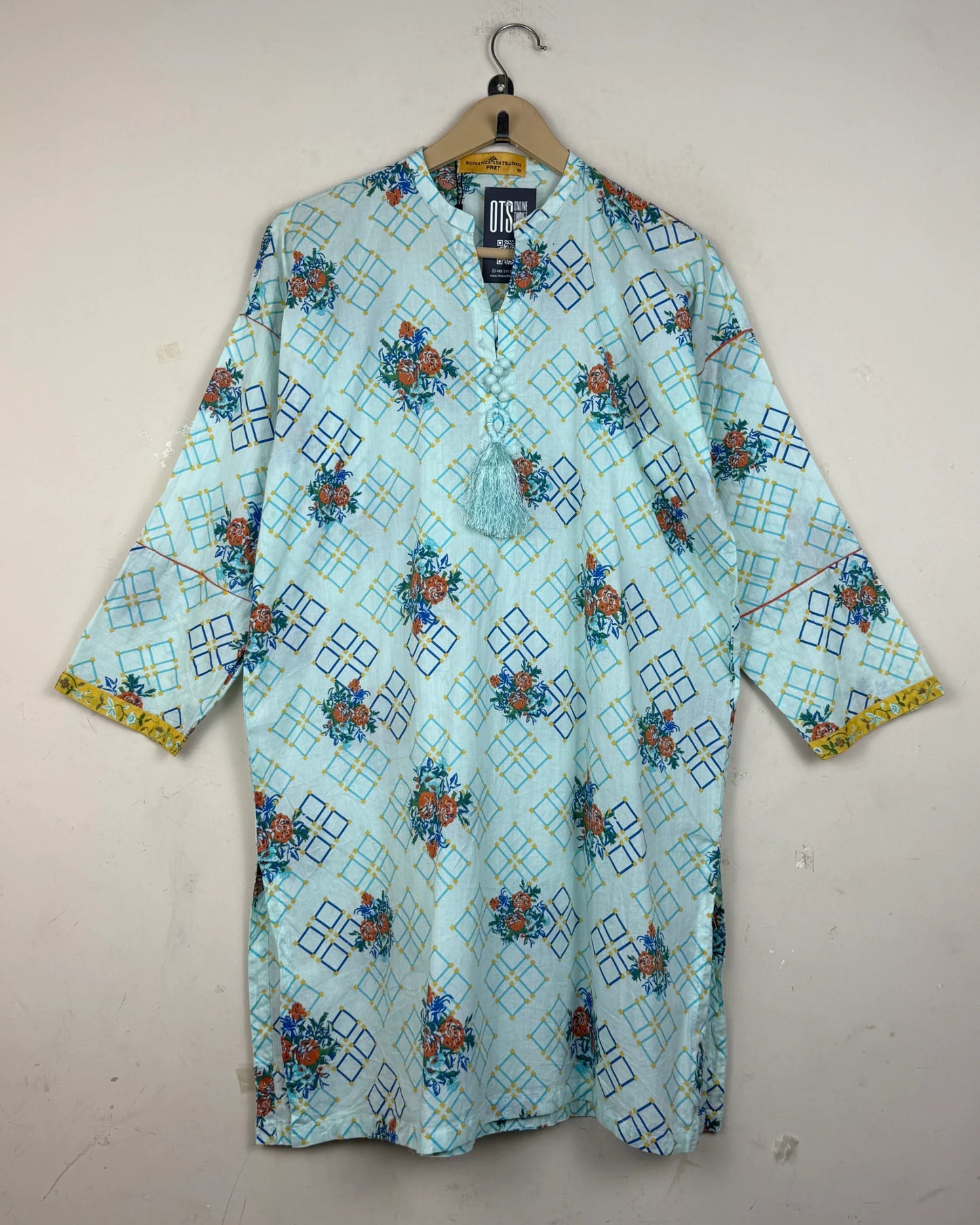 Premium Plus Condition Summer Kurti | Preloved BONANZA SATRANGI | SkyBlue LAWN | Thrift Shop for Lahore Pakistan | OTS