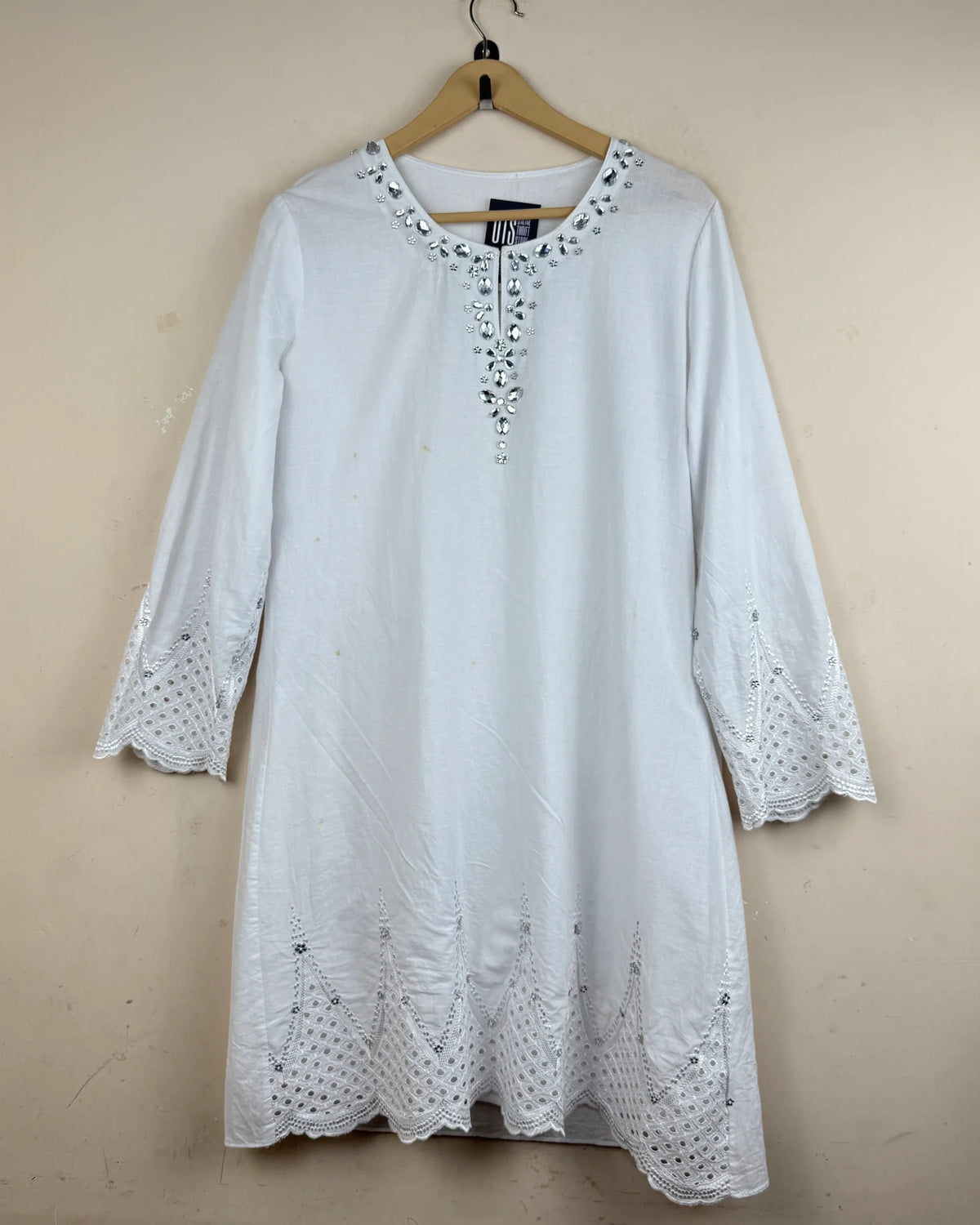 Cut Label White Women's Summer Kurti (SK-5)