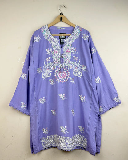 Shop Premium Summer Kurti by KHAADI | Preloved Branded Clothes | Violet Cotton | | OTS Thrift Store Karachi Pakistan
