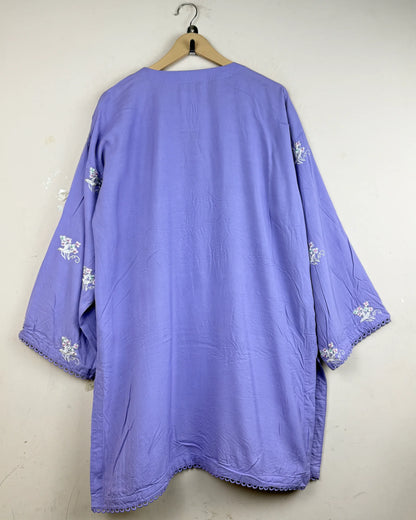 Shop Premium Condition Violet Cotton Summer Kurti by KHAADI for at OTS - Online Thrift Store Pakistan (SK-6)
