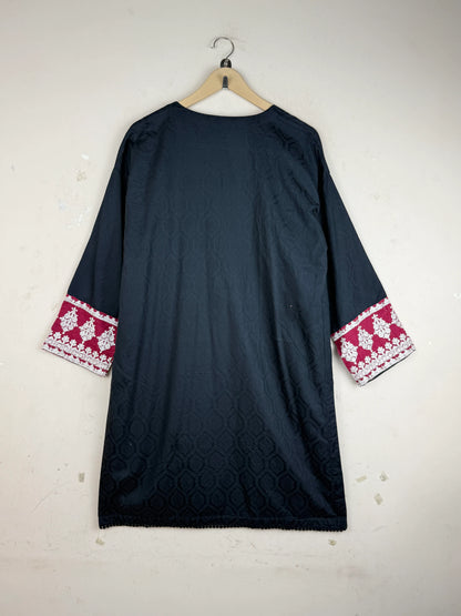 Buy Premium Summer Kurti in Black Cotton by KHAADI for Women | OTS Thrift Store Pakistan