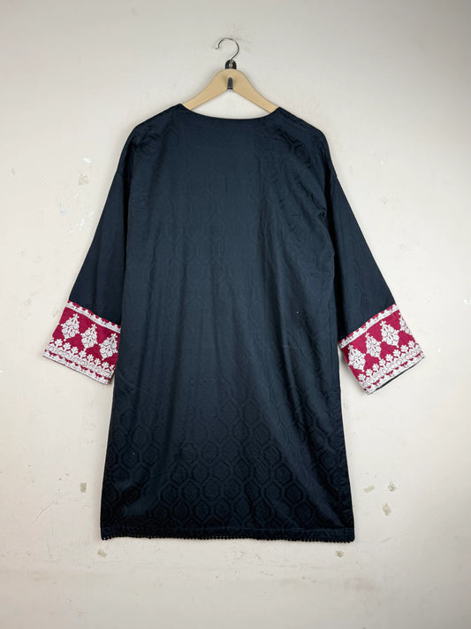 Buy Premium Summer Kurti in Black Cotton by KHAADI for Women | OTS Thrift Store Pakistan