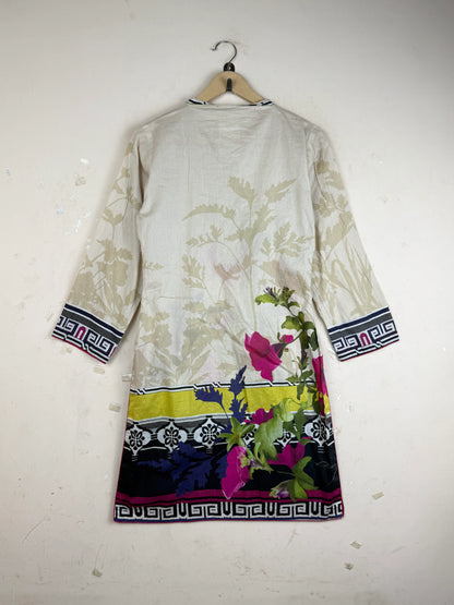 Buy Beige Lawn Summer Kurti by Cut Label - Premium condition for Women | Preloved OTS Pakistan (SK-97)