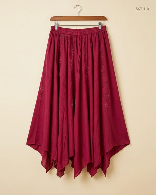 Shop Premium Women's skirts by EASTERN | Preloved Branded Clothes | Maroon Viscose | Womens | OTS Thrift Store Islamabad Pakistan