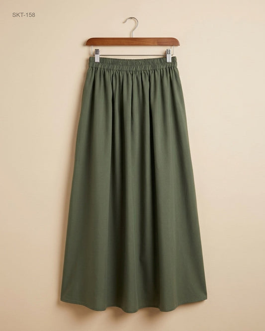 Women's skirts | CUT LABEL | Preloved Branded | OLIVE GREEN Polyester | Premium | OTS Thrift Store Lahore Pakistan