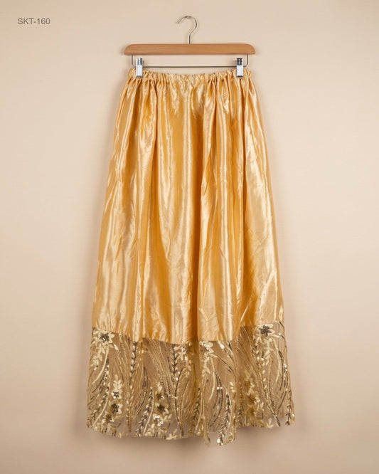 UK Imported secondhand Women's skirts - Unknown brand, Gold Polyester, Premium condition, for Womens - Online Thrift Store Karachi Pakistan