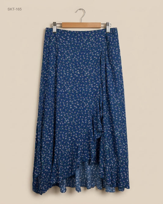UK Imported secondhand Women's skirts - SARTA brand, Blue Cotton, Premium condition, for Womens - Online Thrift Store Peshawar Pakistan