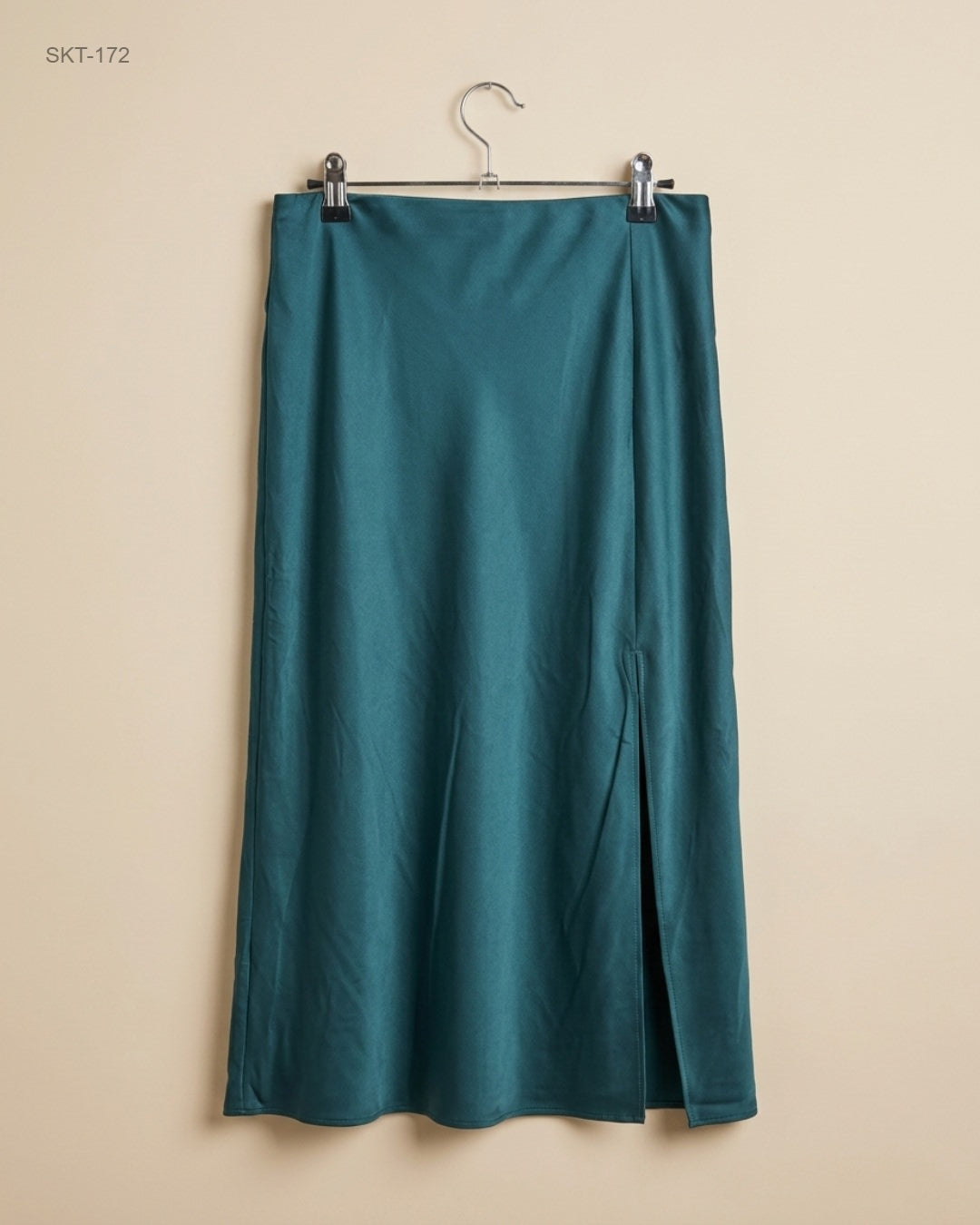 CARA SANTANA (SKT-172) Satin Side-Slit Midi Skirt
