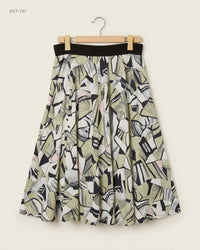TREVIRA (SKT-197) Geometric Print Midi Skirt