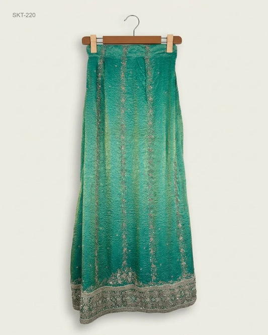 Excellent Condition Women's skirts | Preloved CUT LABEL | Green Polyester | Thrift Shop for Womens Lahore Pakistan | OTS