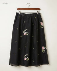 CUT LABEL (SKT-222) Embroidered Midi Skirt