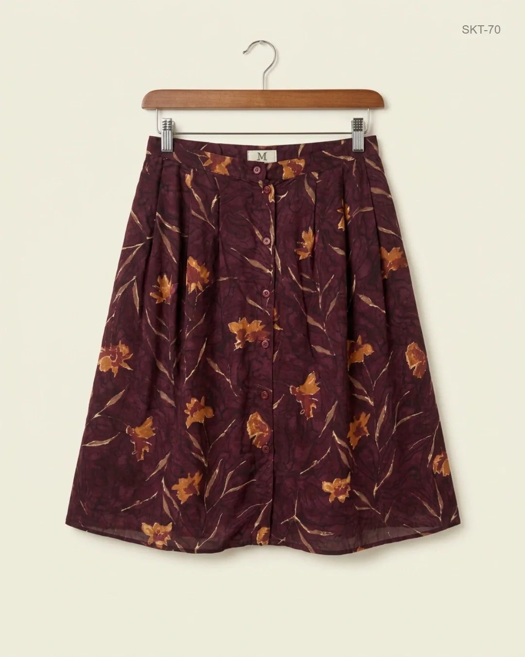 Preloved Premium Women's skirts by Marks & Spencer, Maroon Viscose for Womens - OTS Thrift Shop Peshawar Pakistan