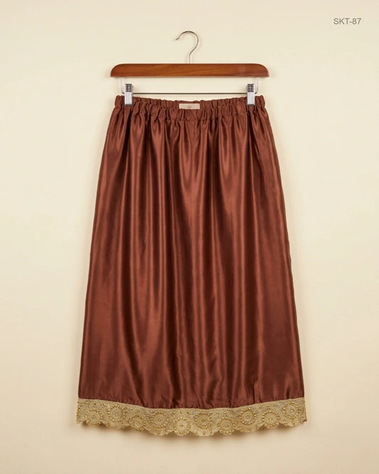 Women's skirts | CUT LABEL | Preloved Branded | Brown SILK | Excellent | OTS Thrift Store Karachi Pakistan