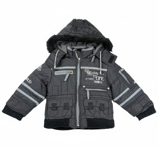 Secondhand Branded Boys Jackets by CHIPI CHIPS, BLACK POLYSTER fabric, PREMIUM PLUS condition, for BOYS - Online Thrift Shop Islamabad Pakistan