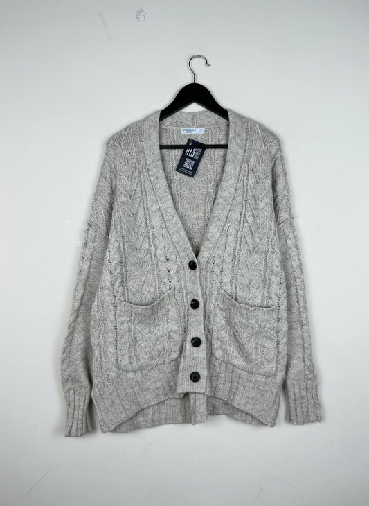 Shop Excellent Winter Cardigans & Sweaters by ARIZONA | Preloved Branded Clothes | Beige Polyester | Women | OTS Thrift Store Karachi Pakistan