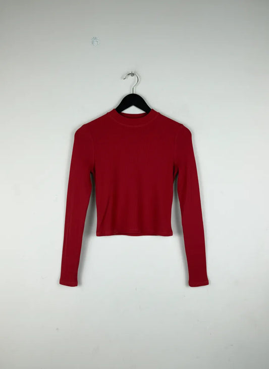UK Imported secondhand Winter Crop Tops - PIMKIE brand, Red Cotton + Polyester, Excellent condition, for Women - Online Thrift Store Karachi Pakistan