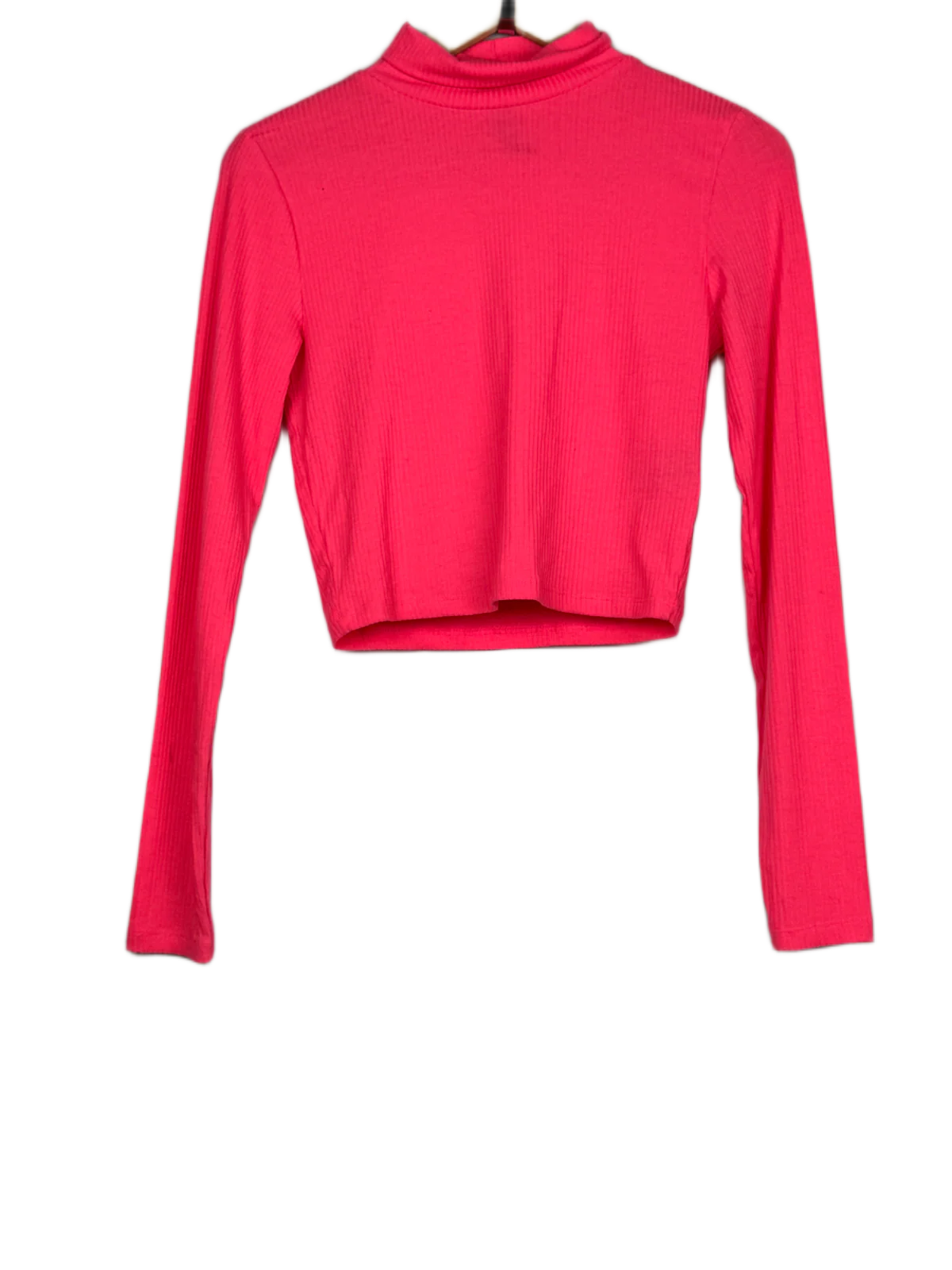 Preloved Premium Winter Crop Tops by H&M, Pink Polyester for Women - OTS Thrift Shop Karachi Pakistan